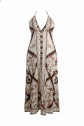 Vestido Halter Estampado Elegante con Espalda Descubierta