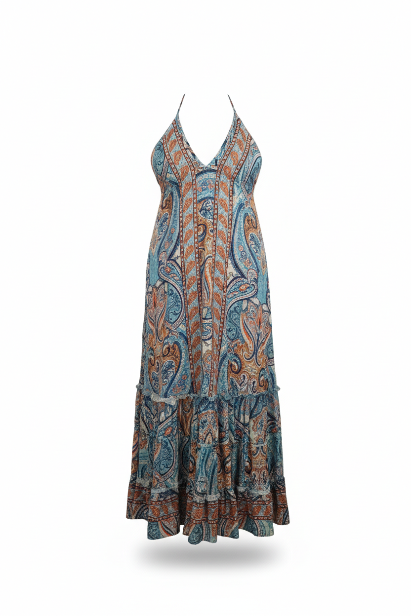 Vestido Largo Estampado Estilo Boho