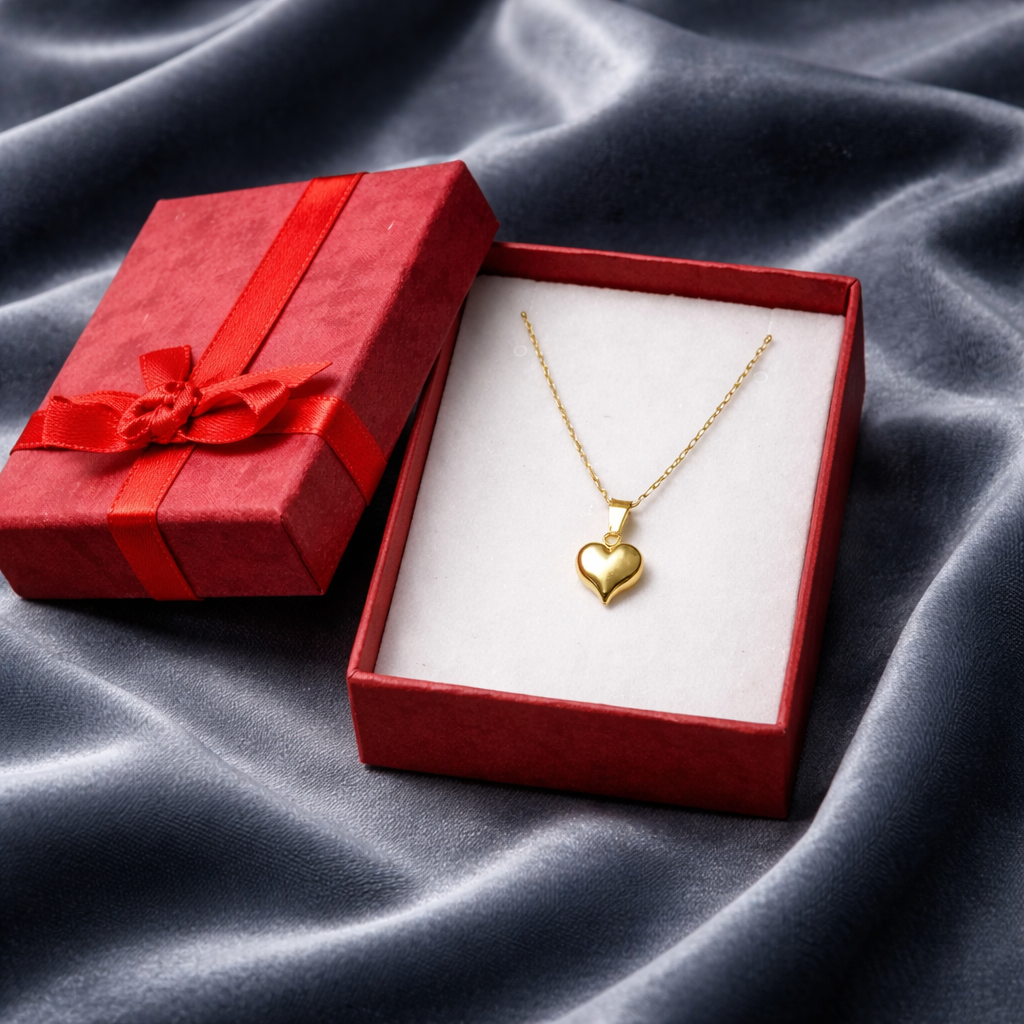 Cadena de Oro 10K con Dije de Corazon - Joyeria Elagante para Mujer