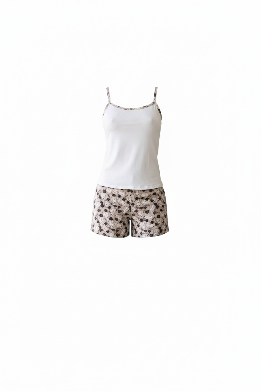 Conjunto de Pijama Artesanal para Mujer - Tela Broche Elastizada