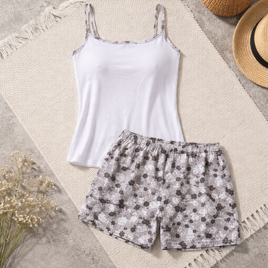 Conjunto de Pijama Artesanal para Mujer - Tela Broche Elastizada
