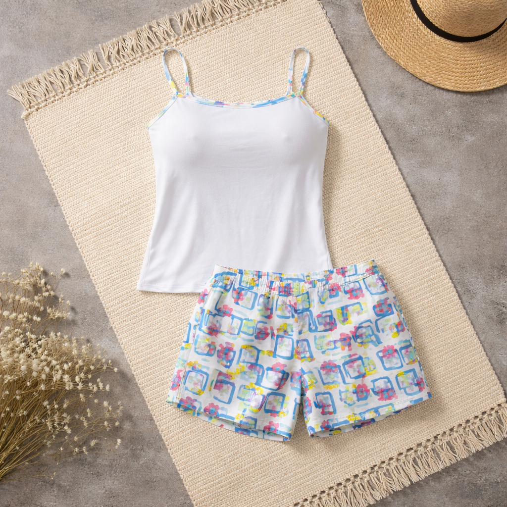 Conjunto de Pijama Artesanal para Mujer - Tela Broche Elastizada