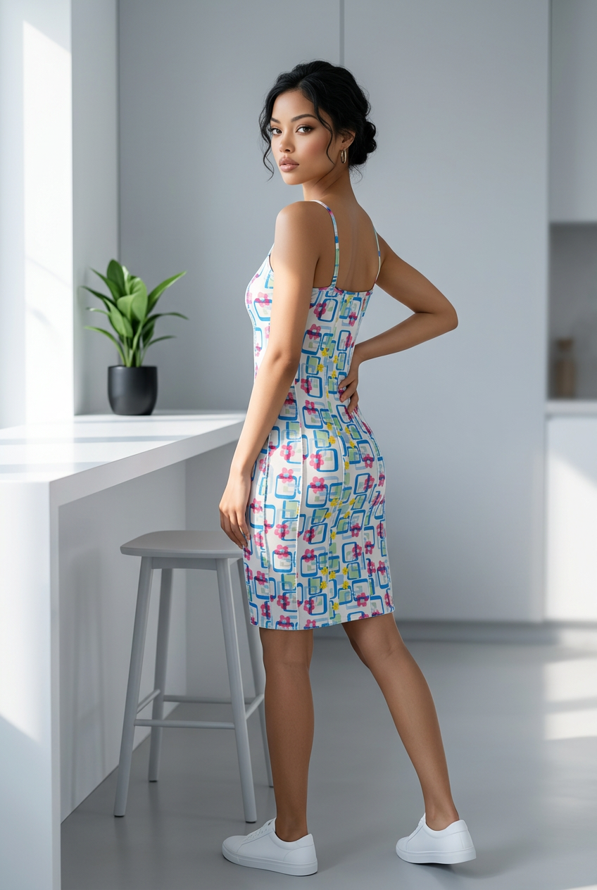 Vestido Corto de Licra con Tirantes - Ajuste al Cuerpo