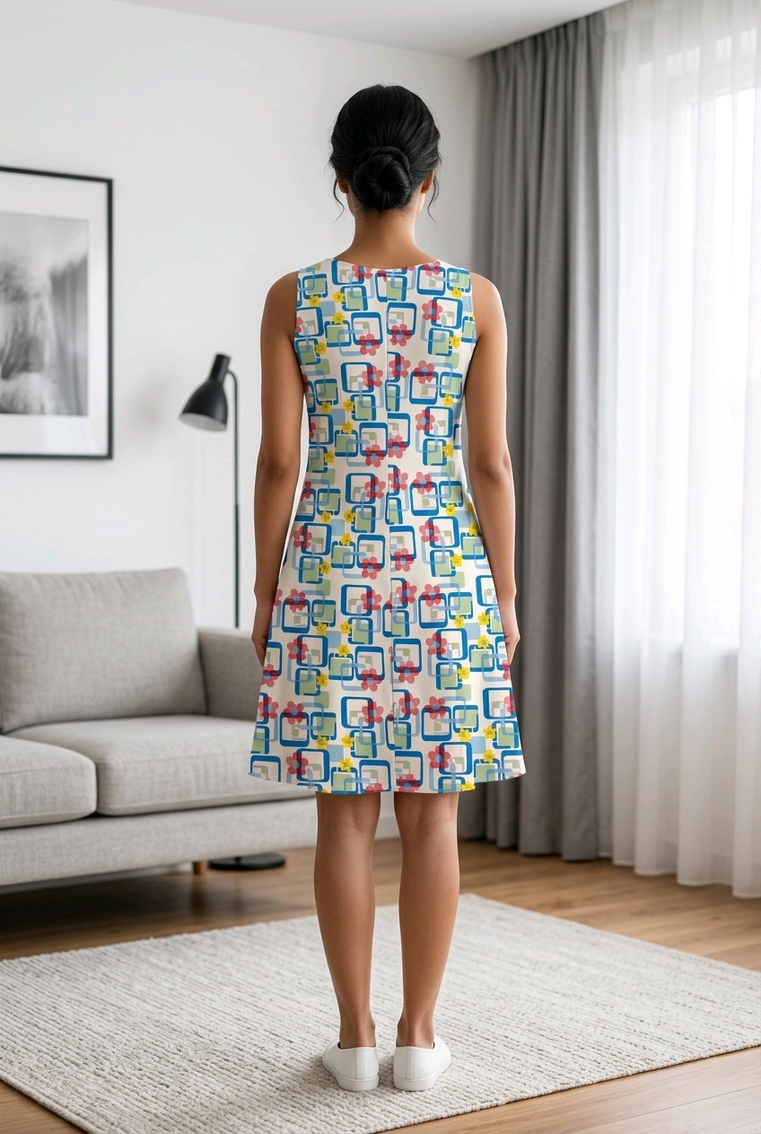 Vestido Casual Geometrico Colorido - Estilo Fresco y Moderno