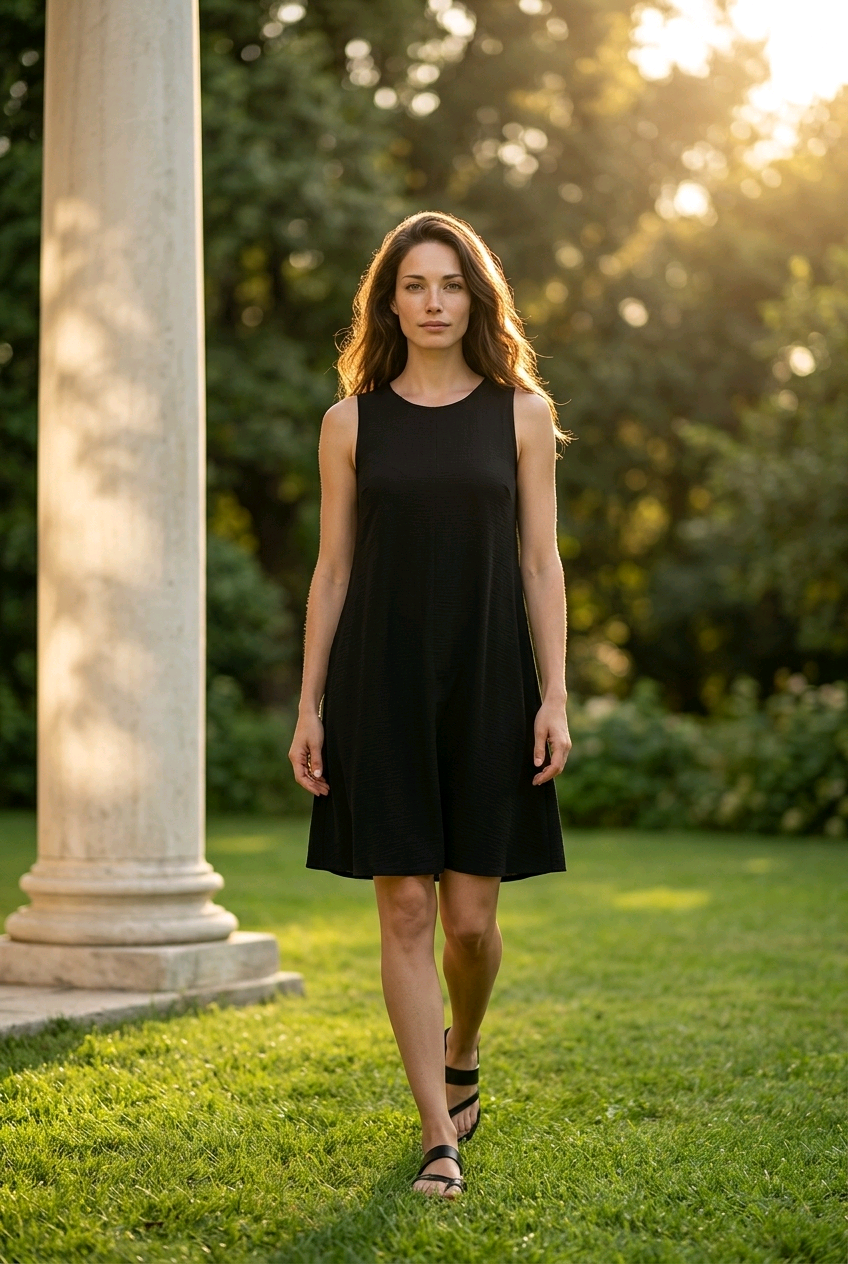 Vestido Negro Clasico Elegancia Minimalista - Corte A
