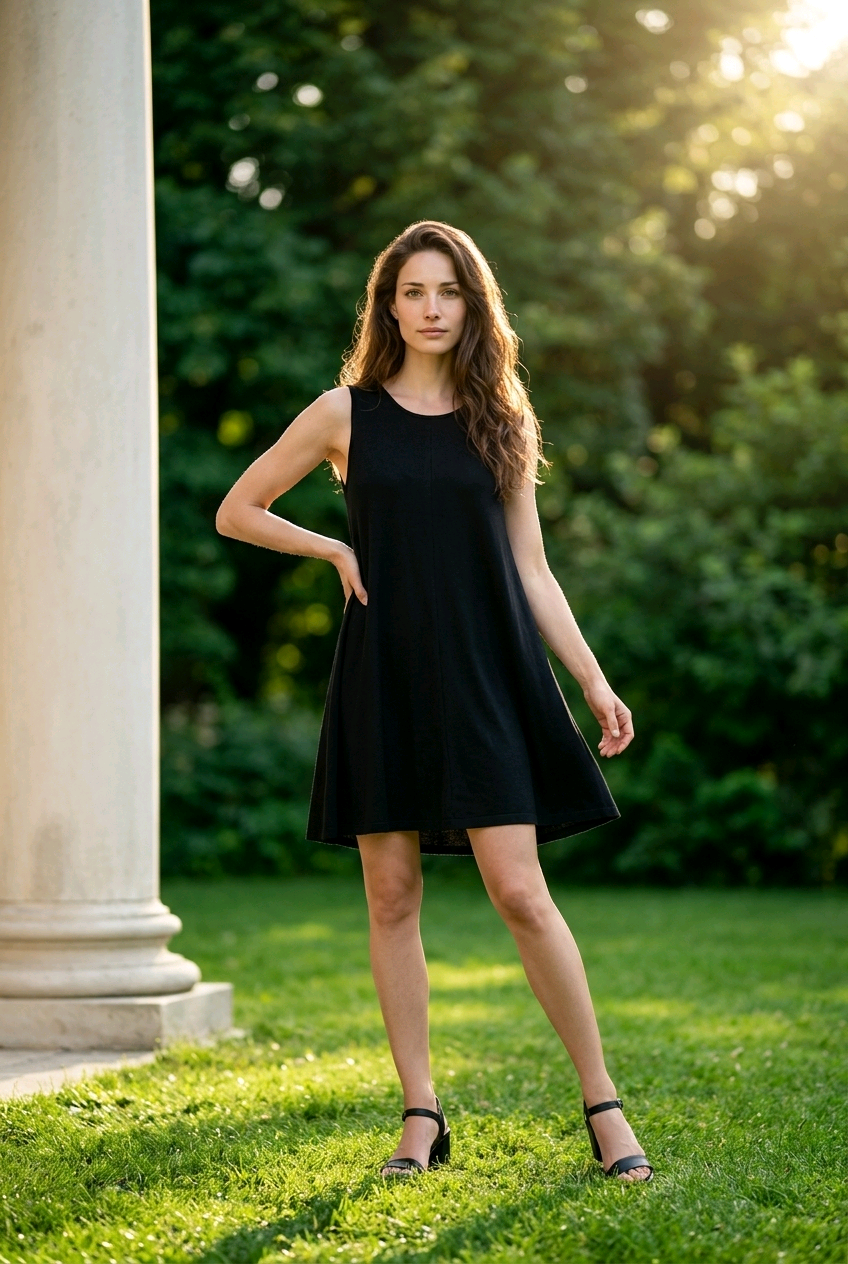 Vestido Negro Clasico Elegancia Minimalista - Corte A