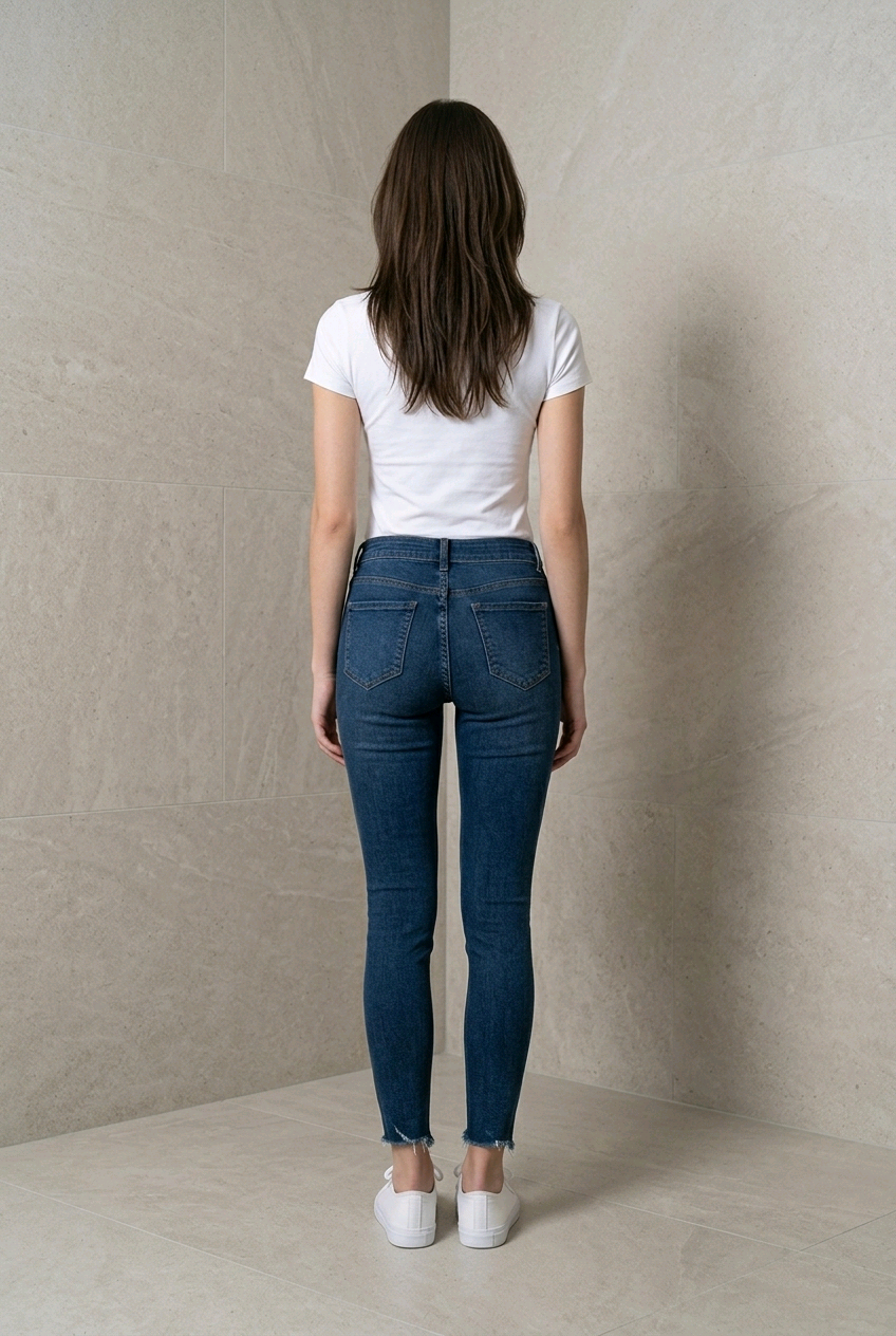 Jeans Skinny de Tiro Alto con Botones - Ajuste Perfecto
