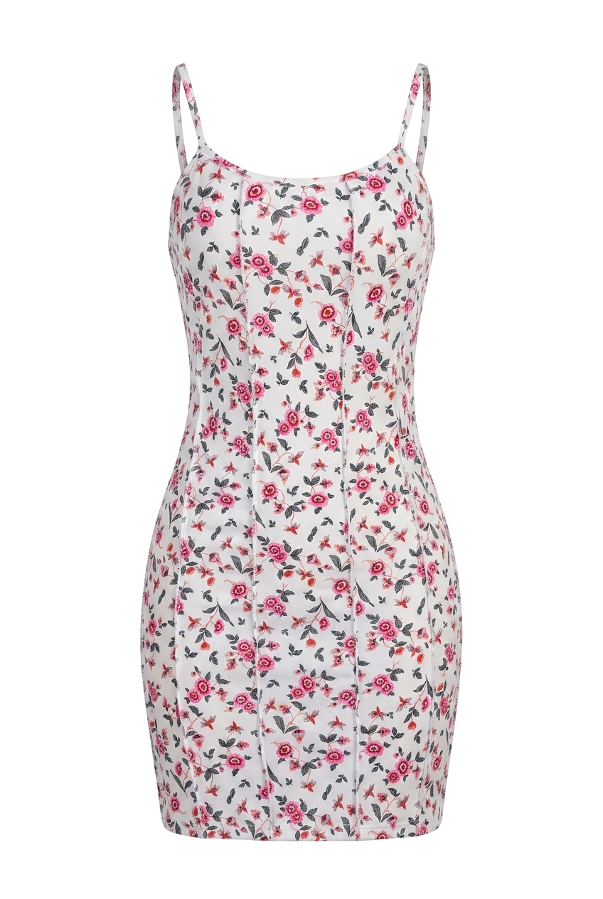 Vestido Floral Ajustado con Tirantes Finos