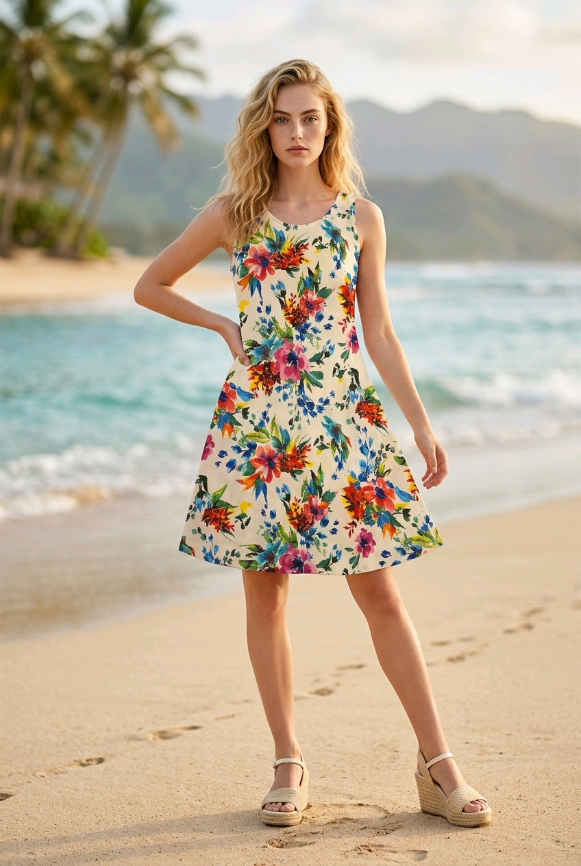 Vestido Floral de Licra para Mujer - Color, Fresccura y Estilo Artesanal