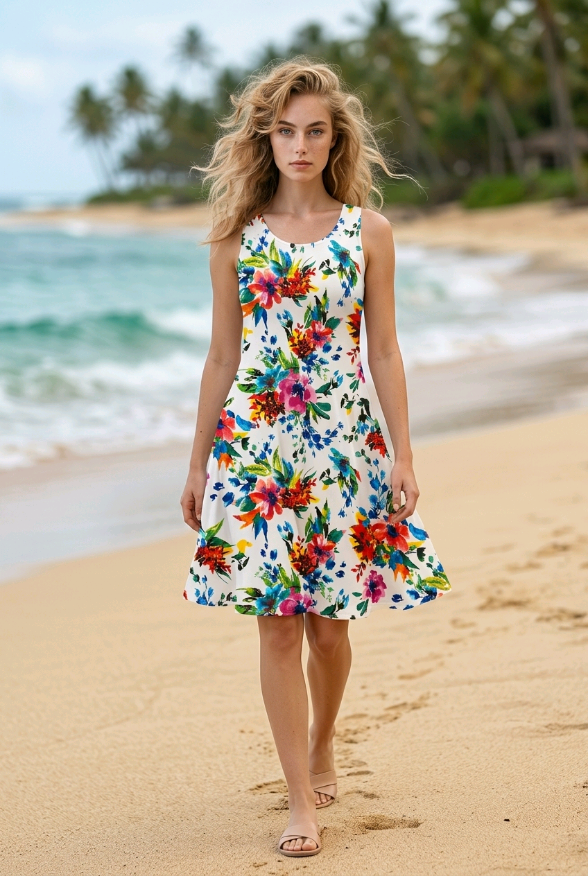 Vestido Floral de Licra para Mujer - Color, Fresccura y Estilo Artesanal