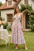 Vestido Largo Floral de Bambula con Flores en Resina