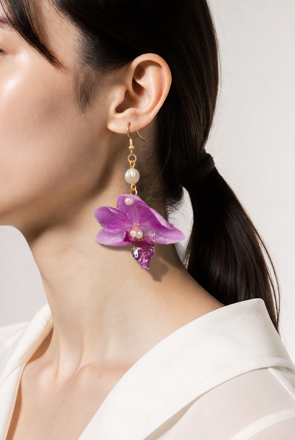 Conjunto Orquidea Imperial - Collar & Aretes Artesanales