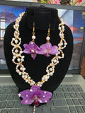 Conjunto Orquidea Imperial - Collar & Aretes Artesanales