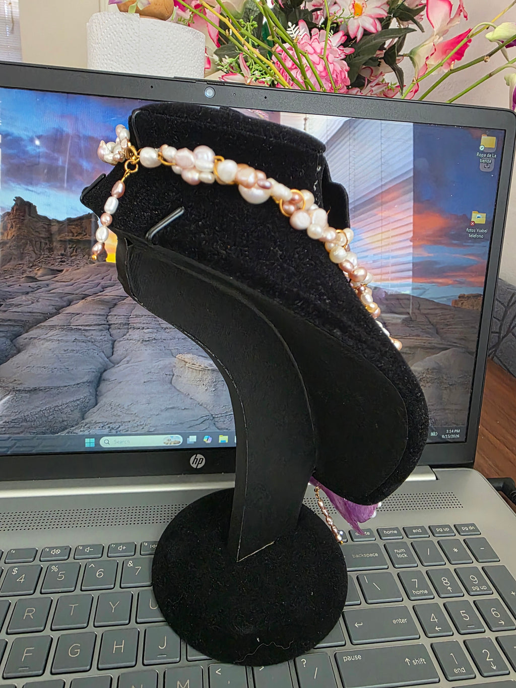 Conjunto Orquidea Imperial - Collar & Aretes Artesanales