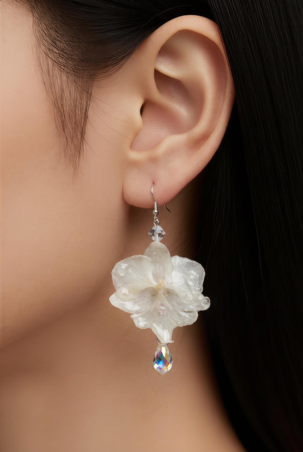 Conjunto Orquidea Cristal - Collar & Aretes Artesanales