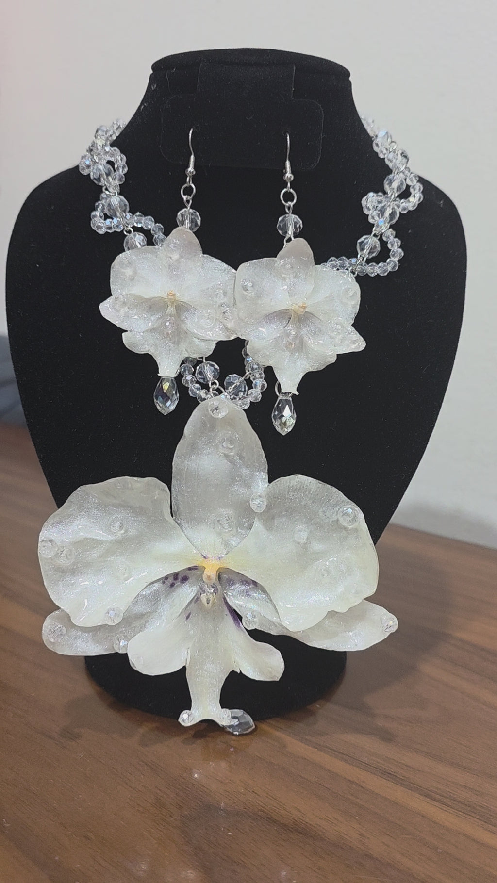 Conjunto Orquidea Cristal - Collar & Aretes Artesanales