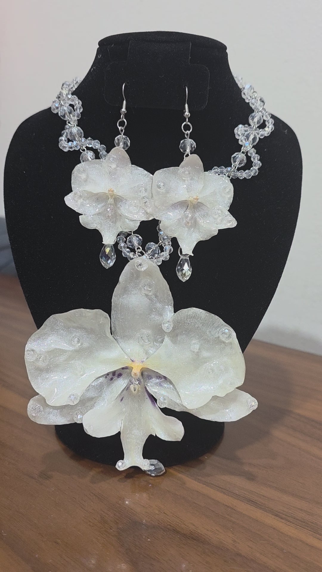 Conjunto Orquidea Cristal - Collar & Aretes Artesanales